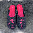 Тапочки домашні жіночі Inblu сині з малиновим фетрові на тонкій підошві 4542, фото 2