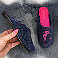 Тапочки домашні жіночі Inblu сині з малиновим фетрові на тонкій підошві 4542, фото 5