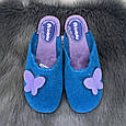 Тапочки домашні жіночі Inblu яскраво-сині фетрові 4543, фото 4