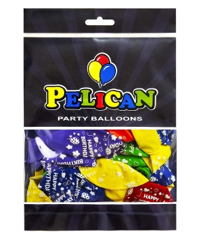 Кульки латексні Pelican 12' (30см) "Happy Birthday, серця" 50 шт Pelican 824019 KNZ