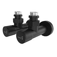 Кран для сушарки для рушників Mario кутовий подовжений (G1/2") чорний мат