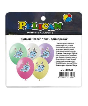 Кульки 12' (30см) "Кит-єдиноріжка" 10 шт Pelican 828540 KNZ, фото 1