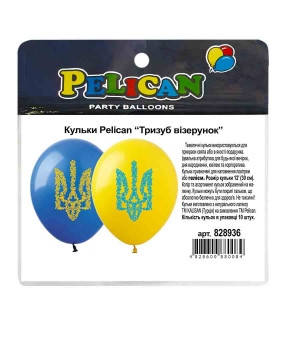 Кульки Pelican 12" (30 см) "Тризубний візерунок" 10 шт Жовто-синій Pelican (828936) KNZ, фото 1
