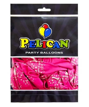 Кульки латексні Pelican 12' (30см) "1st Birthday, дівчинка" 50шт Рожевий Pelican 824001 KNZ, фото 1