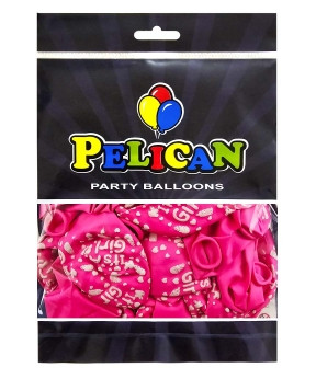 Кульки латексні Pelican 12' (30см) "It's a Girl, дівчинка" 50 шт Рожевий Pelican 824004 KNZ