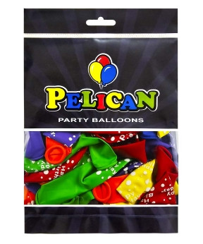 Кульки латексні Pelican 12' (30см) "Happy Birthday, горошок" 50 шт Pelican 824022 KNZ