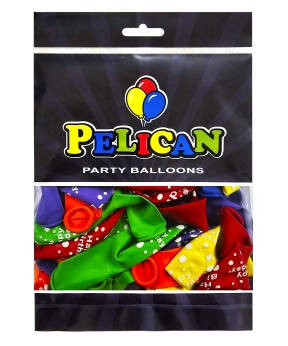 Кульки латексні Pelican 12' (30см) "Happy Birthday, горошок" 50 шт Pelican 824022 KNZ, фото 1
