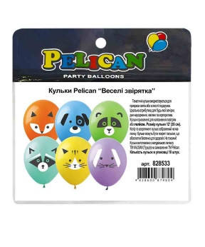 Кульки 12' (30см) "Веселі звірята" 10шт Pelican 828533 KNZ, фото 1