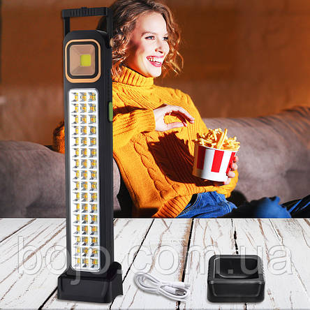 Ліхтар акумуляторний HEL-6866T прожектор на 48 Led, PowerBank із сонячною панеллю, 3600 mAh, фото 1
