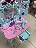 Дитяче чарівне трюмо , звук, підсвітка, фен на бат, туалетний столик із дзеркалом для дівчинки 3310, фото 4