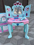 Дитяче чарівне трюмо , звук, підсвітка, фен на бат, туалетний столик із дзеркалом для дівчинки 3310, фото 3