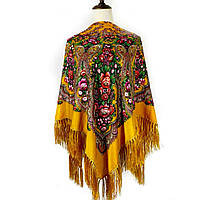 Святкова Українська різдвяна хустка (120*120). Натуральна народна хустка з розкішними квітами