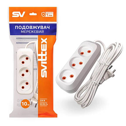 SV-008-10 Подовжувач електричний SVITTEX 3 гнізда 10 м, фото 1