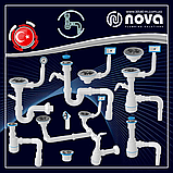 Випуск 70 мм для сифона кухонної мийки та умивальника 1 1/2 з пробкою NOVA 7002N, фото 8