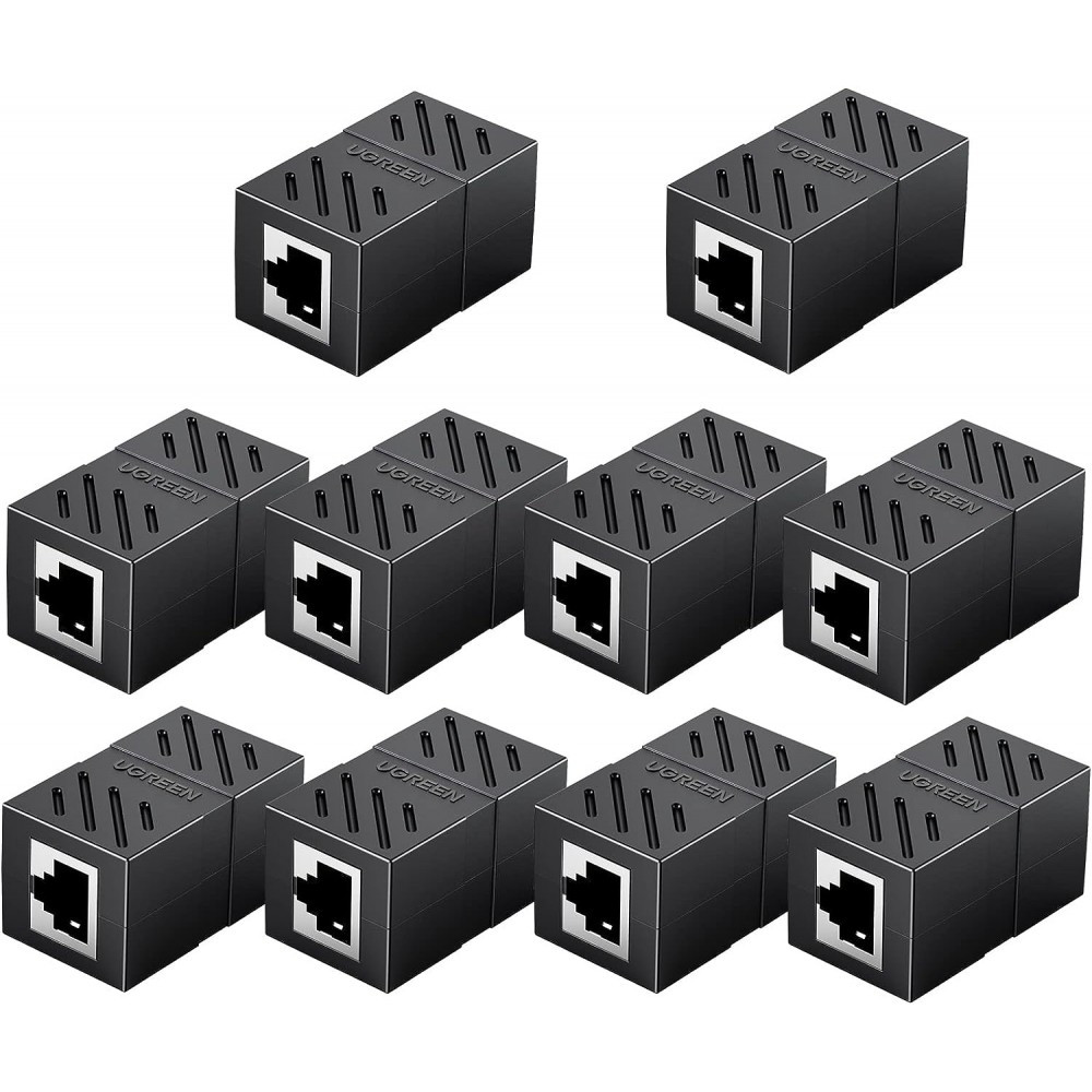 З'єднувач крученої пари RJ45 Ugreen Cat7 Cat6 Cat5e роз'єм-подовжувач Ethernet Black 10 шт (NW114), фото 1