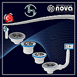 Випуск 70 мм для сифона кухонної мийки та умивальника 1 1/2 з пробкою NOVA 7002N, фото 7