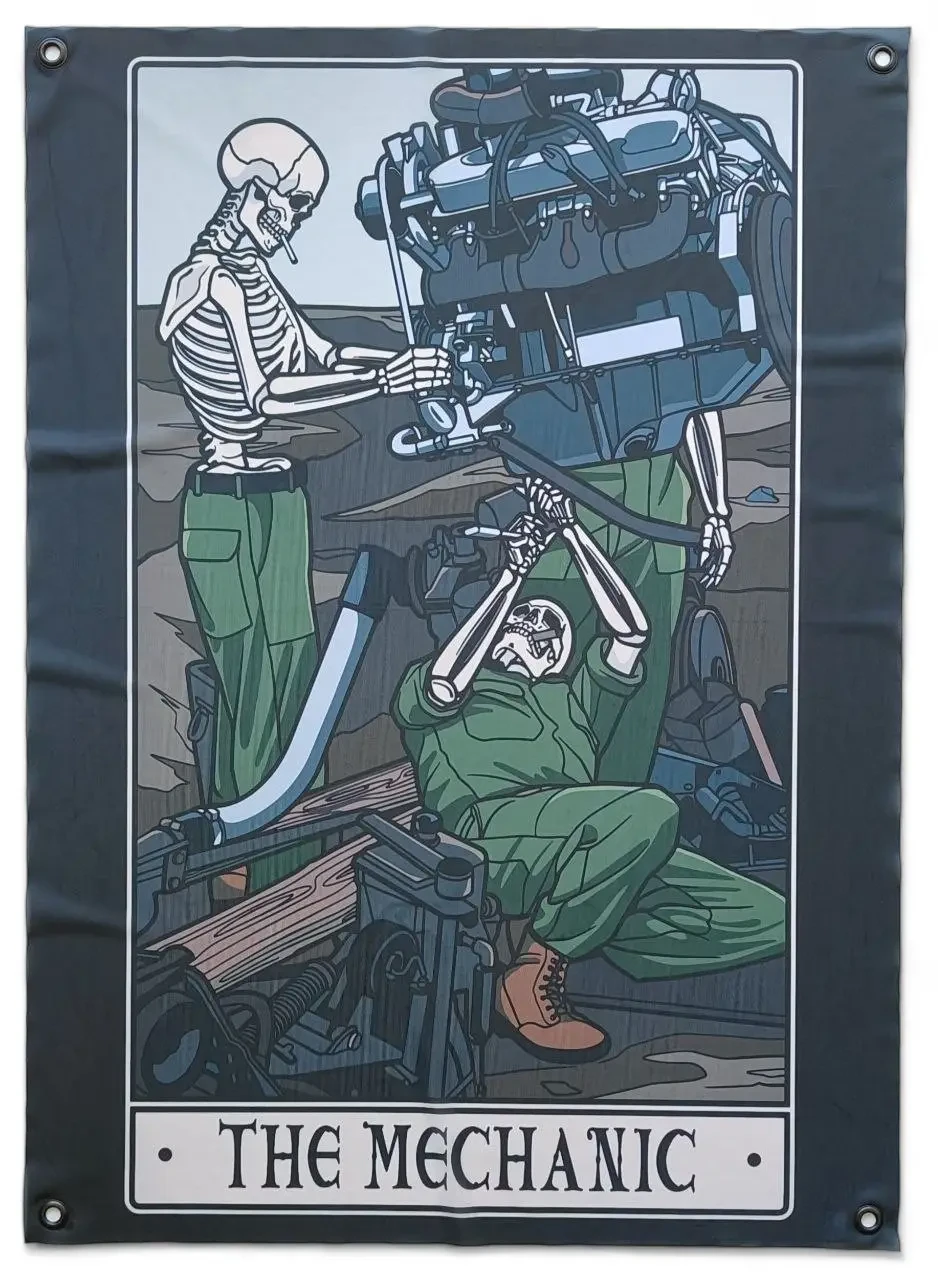 Прапор баннер механік "The Mechanic" на люверсах 900х600