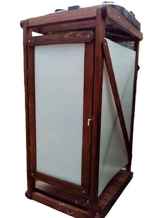 Літній душ дачний 130×100×210, сосна, олія-віск, полікарбонат 4 мм, без бака, фото 1