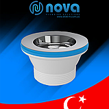Випуск 70 мм для сифона кухонної мийки та умивальника 1 1/2 з пробкою NOVA 7002N, фото 6