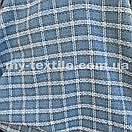 Твід костюмна (брючна) тканина щільна клітина Блакитний з білим та люрекною ниткою, фото 2