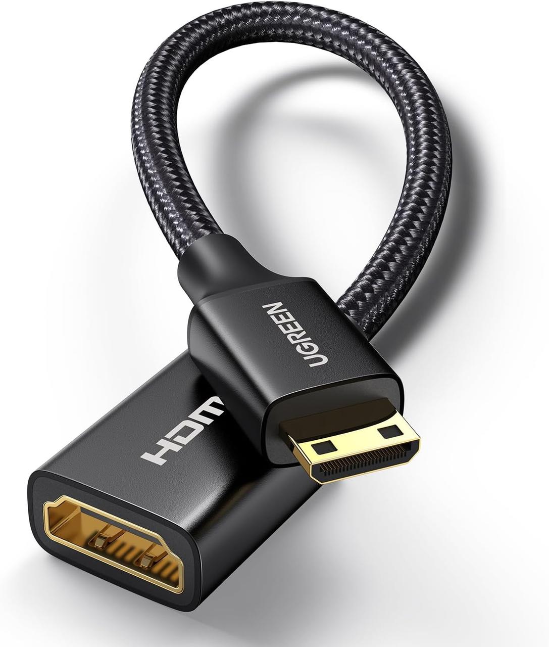 Перехідник адаптер Ugreen Mini HDMI to HDMI 4K 60 Hz HDR 3D Black (HD160), фото 1