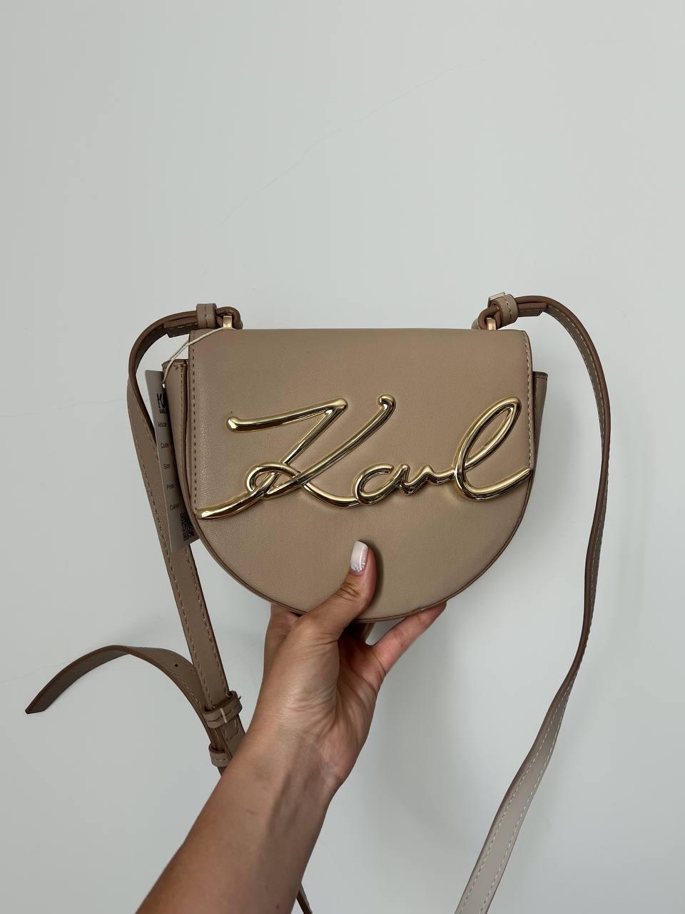 Жіноча сумка Karl Lagerfeld Beige еко шкіра кросбоді Карл Лагерфельд бежева на 1 відділення KARL