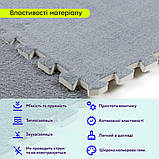 Підлога-пазл плюшевий СВІТЛО-СІРИЙ 60*60*1cm (D) SW-00002081, фото 5