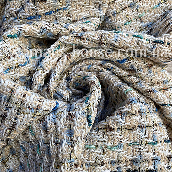 Твідова тканина (костюмна) щільна Бежева з різнокольоровими нитками