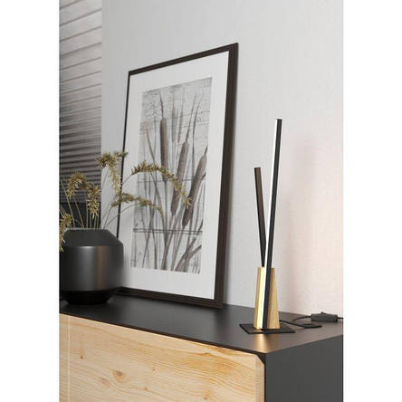 Настільна світлодіодна лампа металева чорно-коричнева із пластиковим плафоном 45.5х10х10 см, фото 2