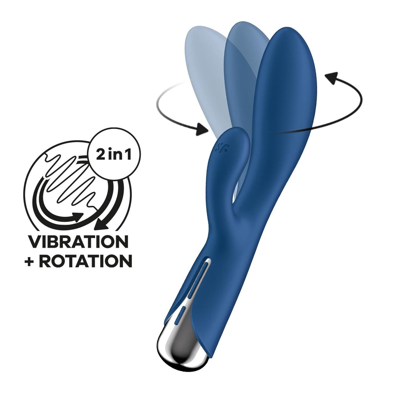 Вібратор-кролик із обертанням Satisfyer Spinning Rabbit 1 Blue, 20х3,5 см.