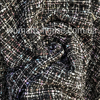 Твідова тканина (костюмна) щільна Чорний з різнокольоровими нитками