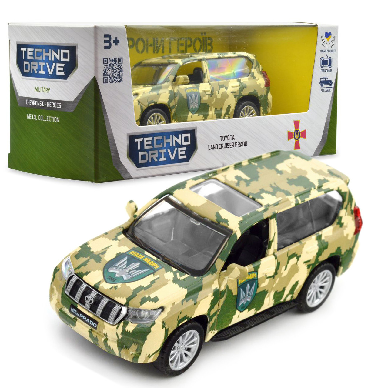 Машинка металева серії Шеврони Героїв Toyota Land Cruiser Prado 1:52 Птахи Мадяра 5*11*4см (250363M)