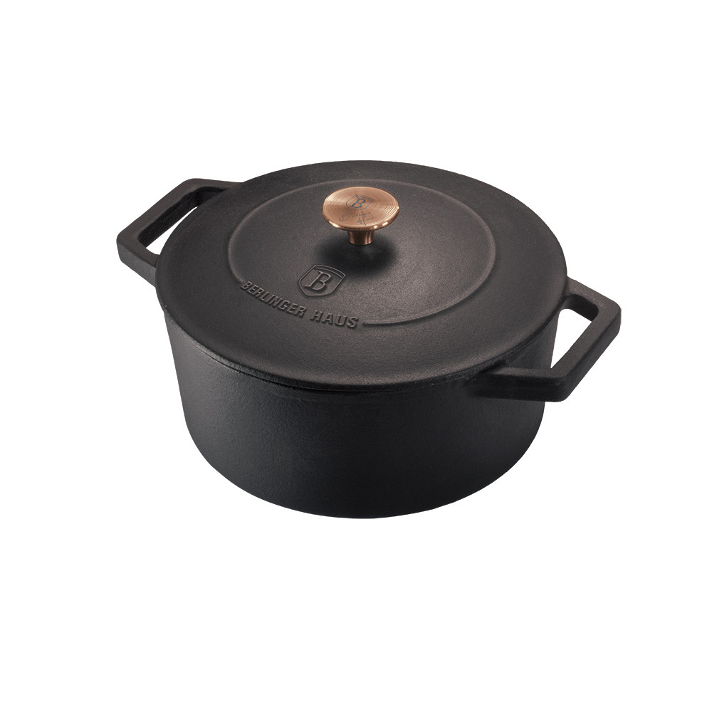 Чавунна каструля з кришкою 24 см BH 6492SW BLACK ROSE Collection BERLINGER HAUS