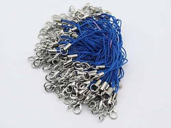 Синій Шнурок для телефону із застібкою Текстильний з карабіном 62 мм. Міцний Ремінець 100 шт/уп Фурнітура / Синій Шнурок для