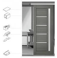 Розсувна система  VILLES 2244  для однієї двері вагою до 40 кг + Направляюча не анодована 200 см