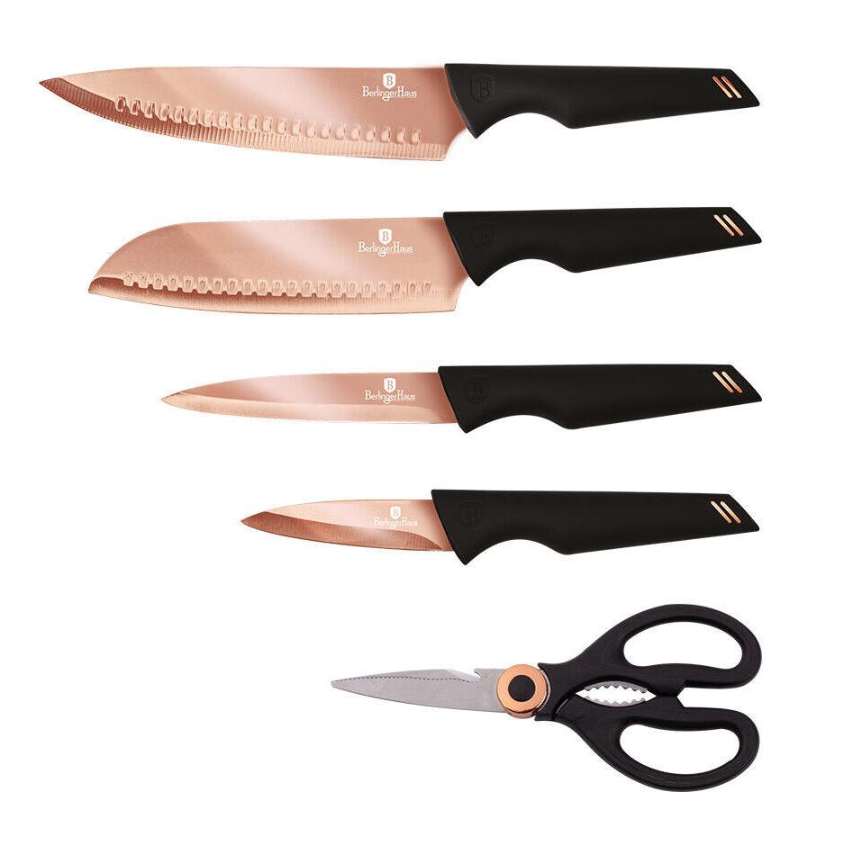Набір якісних ножів нержавіюча сталь Berlinger Haus 5 предметів BLACK ROSE Collection BH 2652