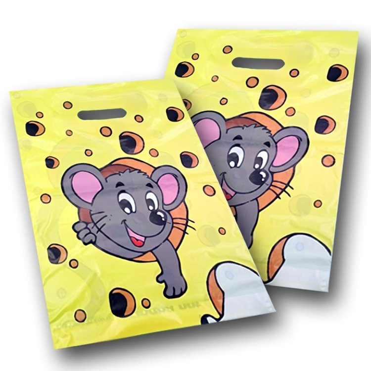 Пакети з вирубною ручкою поліетиленові розмір 30х37 "Мишка в сирі" 50 шт/уп.