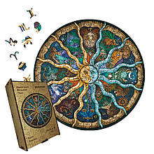 Пазл дерев'яний Коло Зодіаку, розмір А3, Картонна коробка