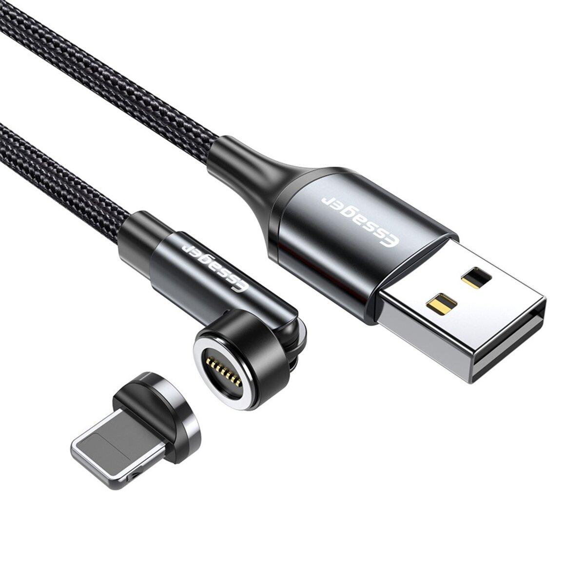 Кабель Essager Universal 540 Ratate 3A Magnetic USB Charging Cable Lightning 2m grey (EXCCXL-WXA0G), фото 1