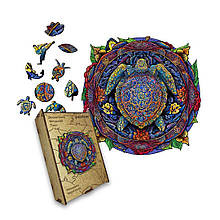 Пазл дерев'яний Мандала Черепаха, розмір А4, Дерев'яна коробка