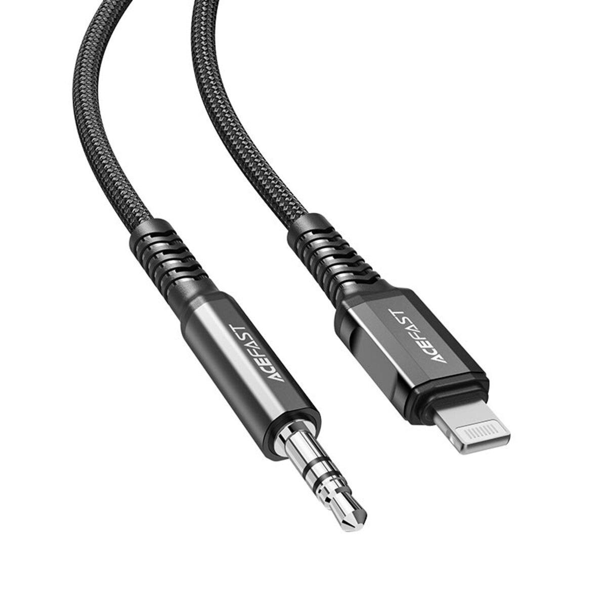 Кабель ACEFAST C1-06 Lightning to 3.5mm aluminum alloy audio cable Black, фото 1
