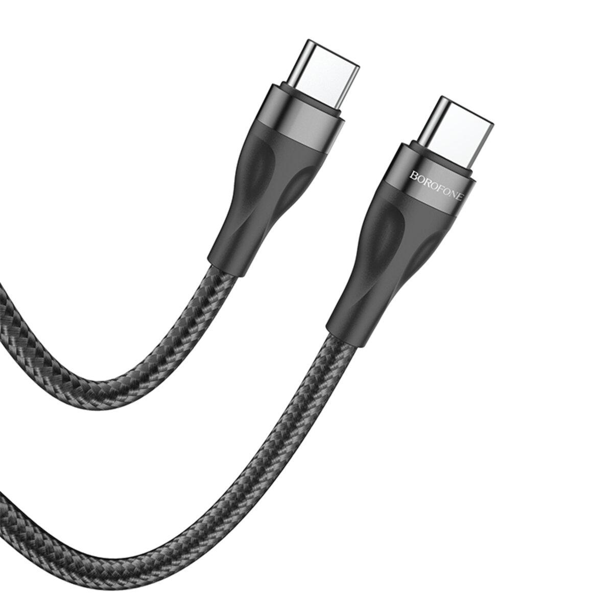 Кабель BOROFONE BX61 Type-C to Type-C 3A, 60W, 1m, nylon, aluminum connectors, Black