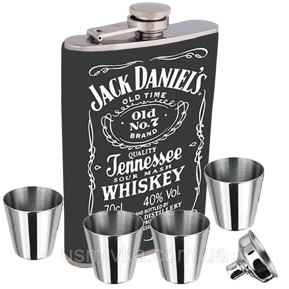 Фляга Jack Daniels + 4 стаканчики + лійка 7 oz у подарунковому пакованні US-015U11
