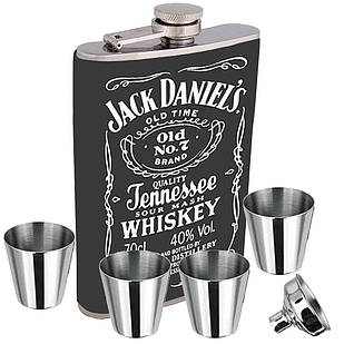 Фляга Jack Daniels + 4 стаканчики + лійка 7 oz у подарунковому пакованні US-015U11