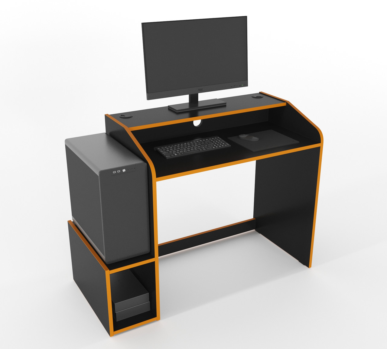 Геймерський стіл "Wakanda W3" 120х45х75 см. Чорний/Помаранчевий, фото 1