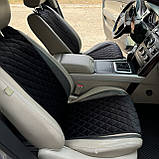 Комплект накидок на сидіння автомобіля з алькантари Lux Діамонд подовжений чорний ромб із чорним рядком Стандарт Повний комплект, фото 4