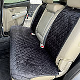 Комплект накидок на сидіння автомобіля з алькантари Lux Діамонд подовжений чорний ромб із чорним рядком Стандарт Повний комплект, фото 5