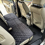 Комплект накидок на сидіння автомобіля з алькантари Lux Діамонд подовжений чорний ромб із чорним рядком Стандарт Повний комплект, фото 6