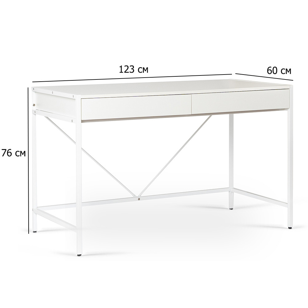 Білий письмовий стіл на ніжках Ally 123х60 см на металевому каркасі в кімнату, фото 1