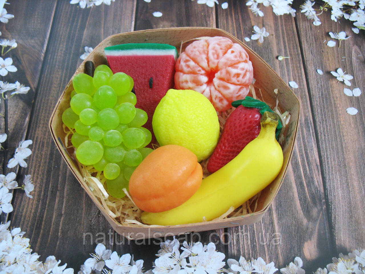 Оригінальний подарунковий набір подарунок мило ручної роботи "Фруктовий кошик "